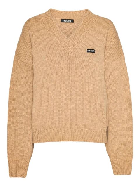 ROTATE BIRGER CHRISTENSEN V-neck wool sweater - Brown - zdjęcie produktu nr 1