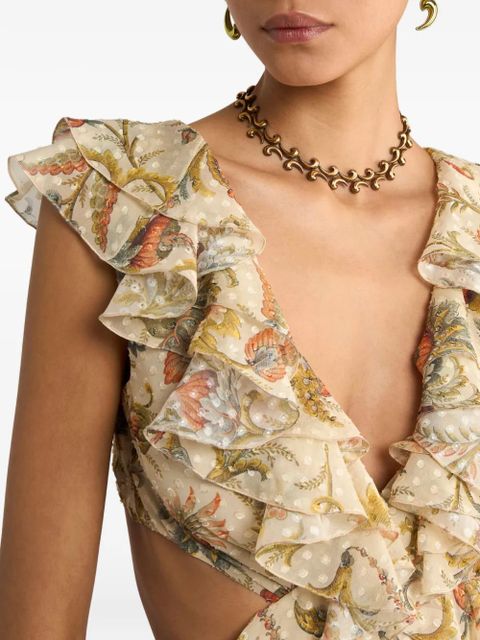ETRO floral-print ruffled dress - Yellow