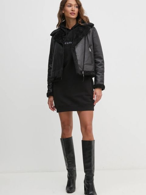 Calvin Klein Jeans sukienka bawełniana kolor czarny mini oversize J20J224685