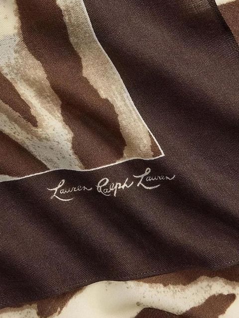 Lauren Ralph Lauren zebra-print wool-silk blend scarf - Brown - zdjęcie produktu nr 2