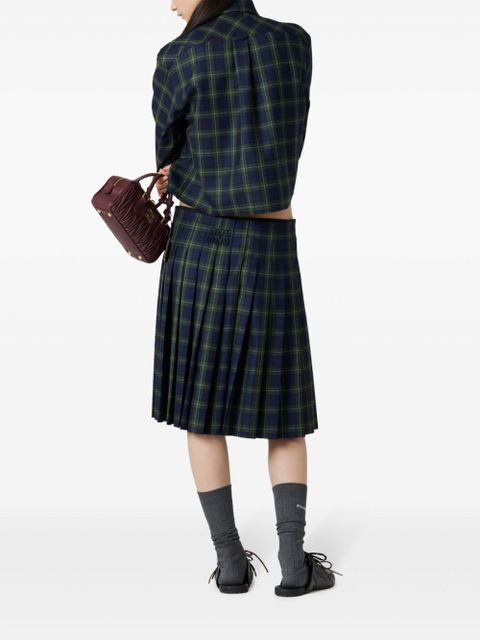 Miu Miu pleated tartan skirt - Green