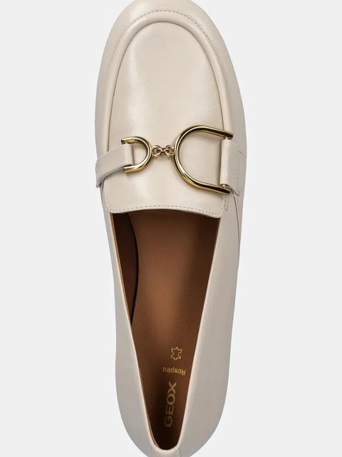 Geox mokasyny skórzane D PALMARIA damskie kolor beżowy na płaskim obcasie D45MUJ 000TU C1122