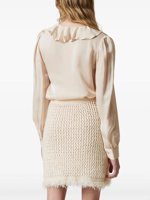 TWINSET mesh-knit miniskirt - White