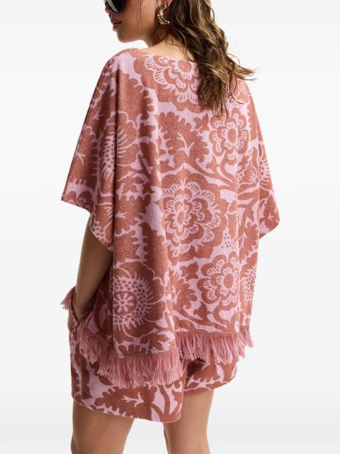 Essentiel Antwerp floral-jacquard fringed T-shirt - Brown