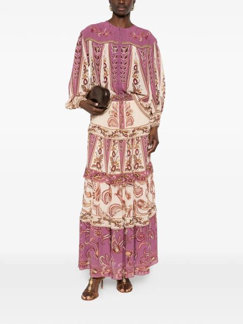 FARM Rio paisley tiered maxi skirt - Purple - zdjęcie produktu nr 2