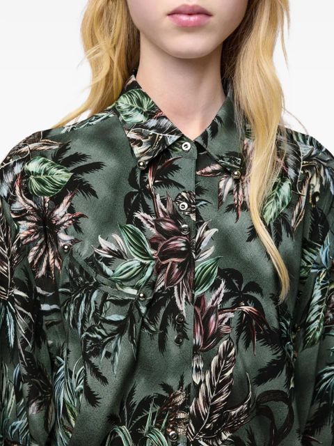 Rabanne floral-printed silk shirt - Green