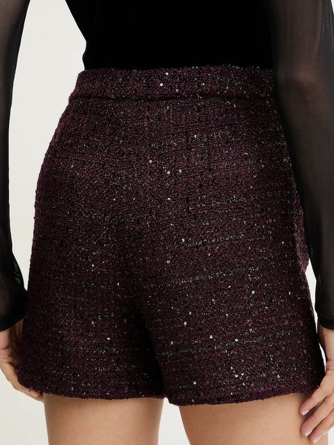 Morgan szorty damskie kolor bordowy wzorzyste high waist SHIKAVA