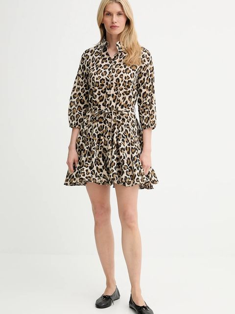 Answear.LAB sukienka bawełniana kolor brązowy mini rozkloszowana