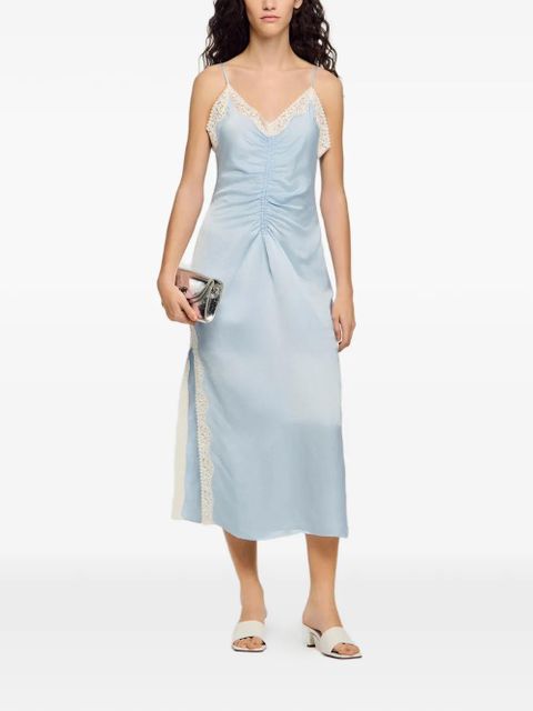 SANDRO ruched lace-detail dress - Blue - zdjęcie produktu nr 2