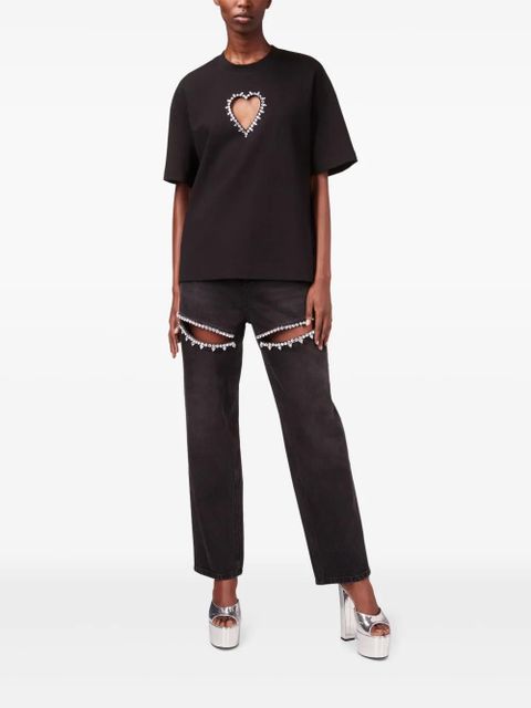 AREA crystal-embellished T-shirt - Black