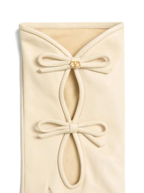 Valentino Garavani bow-detail leather gloves - Neutrals