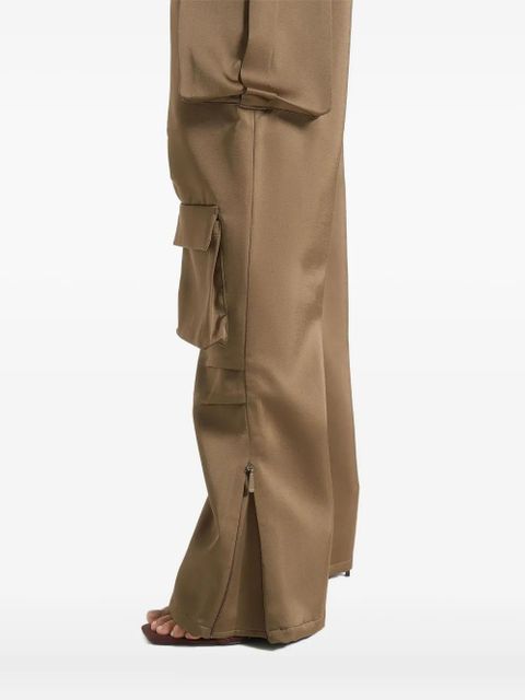 Manière De Voir Emilie high-waisted satin cargo trousers - Green