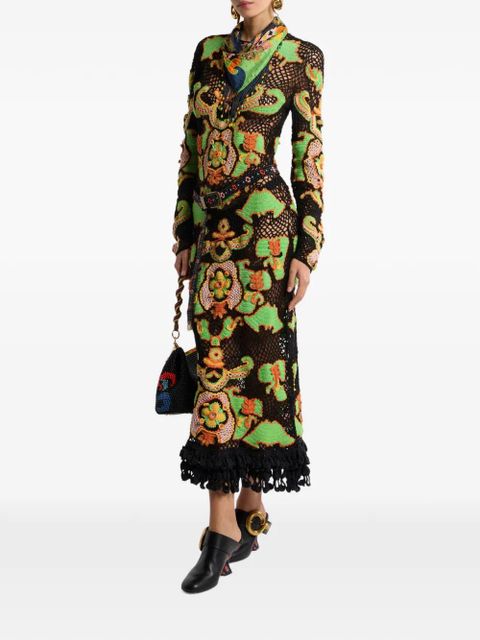 ETRO floral-detail crochet midi dress - Black - zdjęcie produktu nr 2