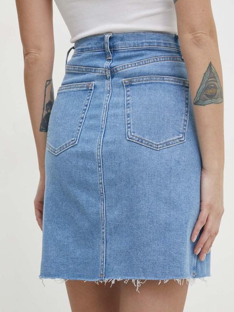 Answear.LAB spódnica jeansowa kolor niebieski mini rozkloszowana
