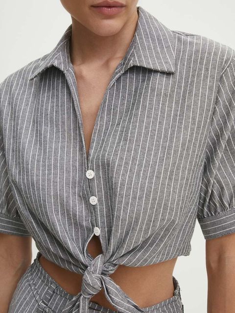 Answear.LAB koszula damska kolor szary relaxed z kołnierzykiem klasycznym