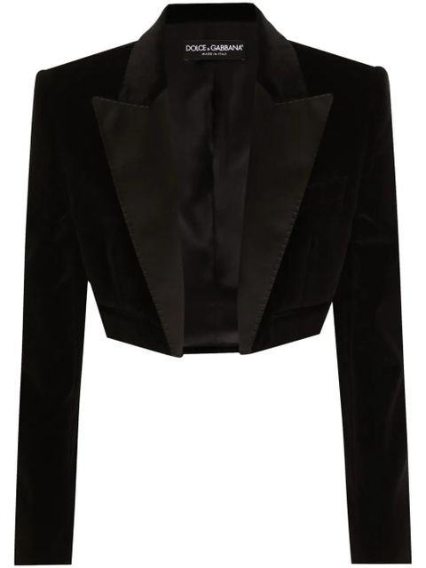 Dolce & Gabbana velvet cropped blazer - Black - zdjęcie produktu nr 1