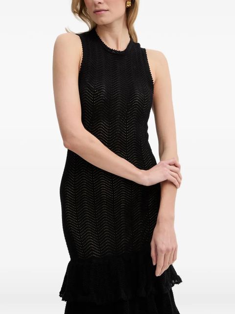 TWINSET tiered pointelle-knit dress - Black