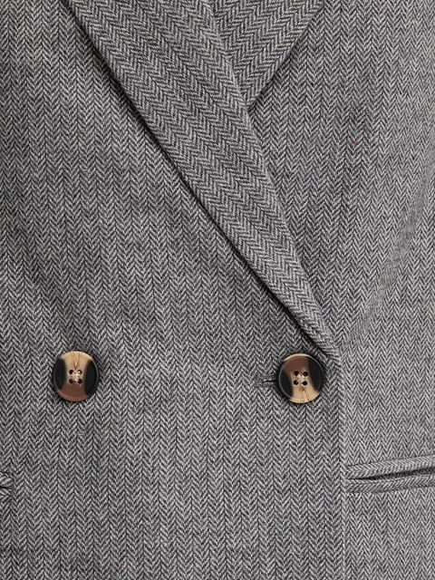 Pepe Jeans marynarka z domieszką wełny kolor szary dwurzędowa wzorzysta PL4024351