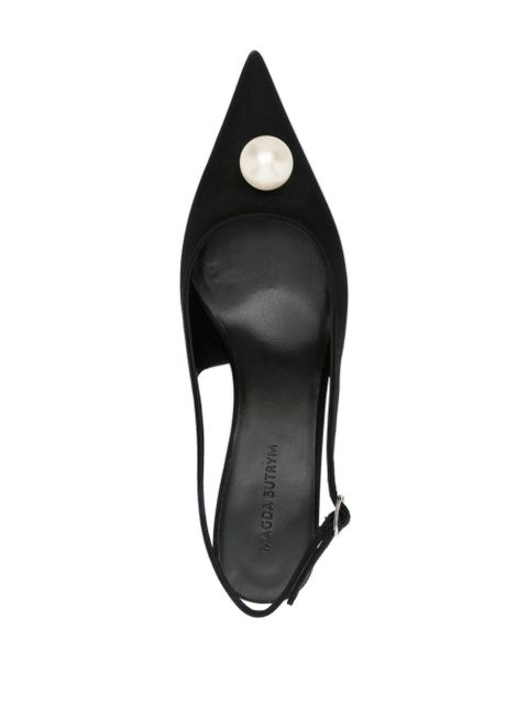 Magda Butrym 50mm pearl-detail satin pumps - Black