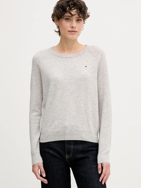 Tommy Hilfiger sweter wełniany damski kolor szary WW0WW47470 - zdjęcie produktu nr 1