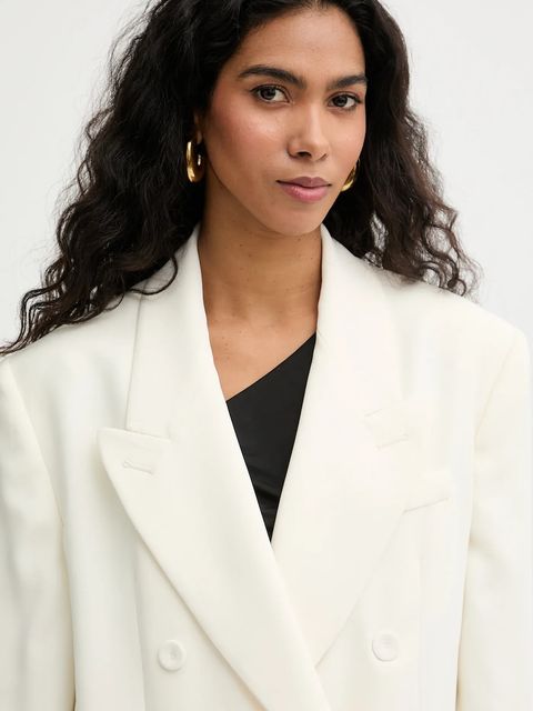 Marella marynarka MLTFERVORE kolor beżowy dwurzędowa gładka 2613041093200