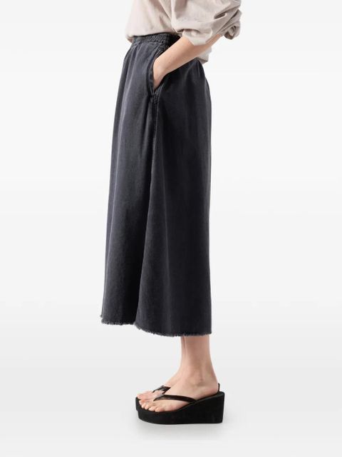 American Vintage Jazy elasticated A-line cotton midi skirt - Black