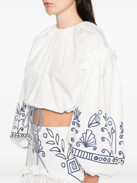 ALEMAIS Leela ruffled floral top - Neutrals