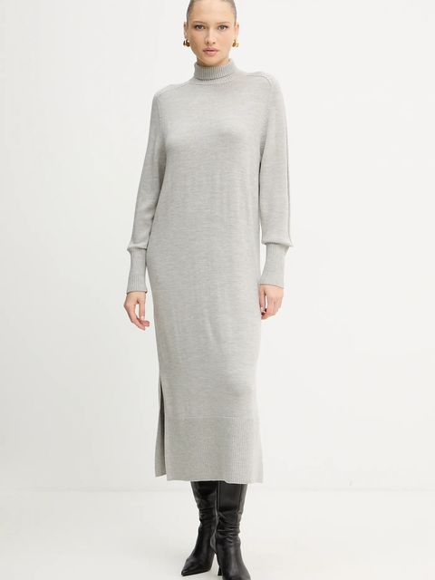 BOSS Orange sukienka z wełną kolor szary maxi prosta 50548961 - zdjęcie produktu nr 1