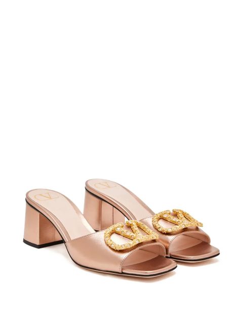 Valentino Garavani logo-crystal heeled sandals - Pink - zdjęcie produktu nr 2