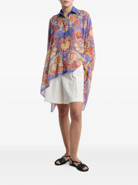 ETRO floral-print poncho shirt - Blue