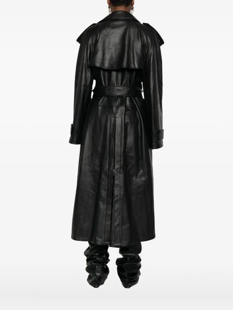 Balenciaga belted leather trench coat - Black