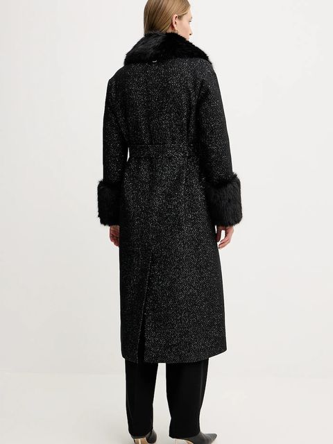 Twinset płaszcz z domieszką wełny kolor czarny 252TT2040 - zdjęcie produktu nr 2