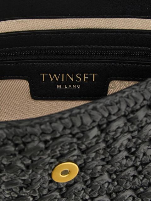 TWINSET woven logo-plaque shoulder bag - Black