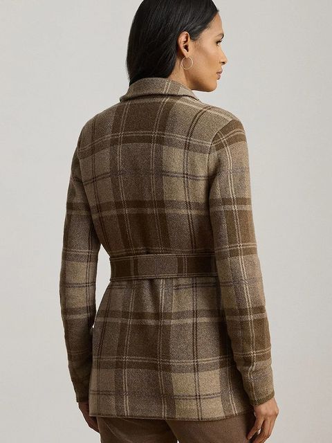 Lauren Ralph Lauren marynarka kolor brązowy jednorzędowa wzorzysta 200979709