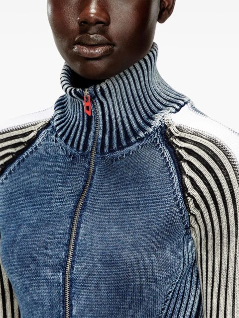 Diesel M-Estrella striped high-neck jacket - Blue