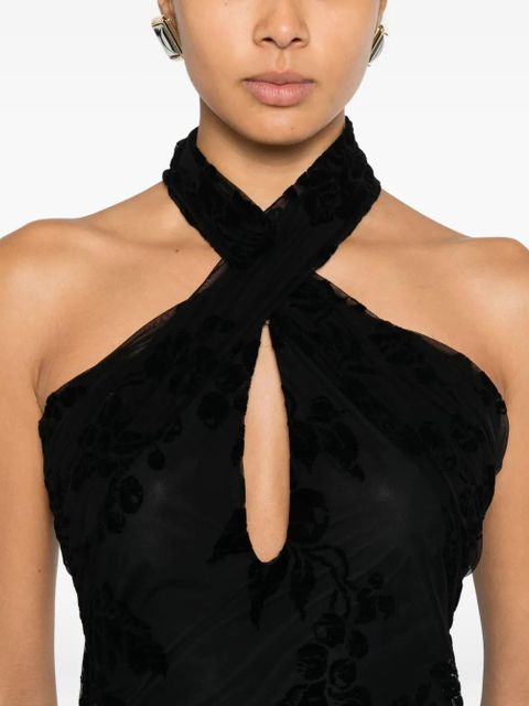 PINKO floral halter-neck dress - Black