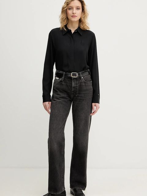 Tommy Hilfiger koszula damska kolor czarny regular z kołnierzykiem klasycznym WW0WW48180 - zdjęcie produktu nr 2