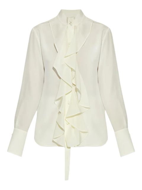 Alexander McQueen ruffled silk top - Neutrals - zdjęcie produktu nr 1