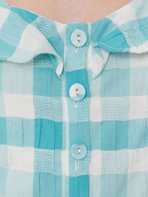 Pepe Jeans Bluzka VALENTINA damska kolor turkusowy w kratę