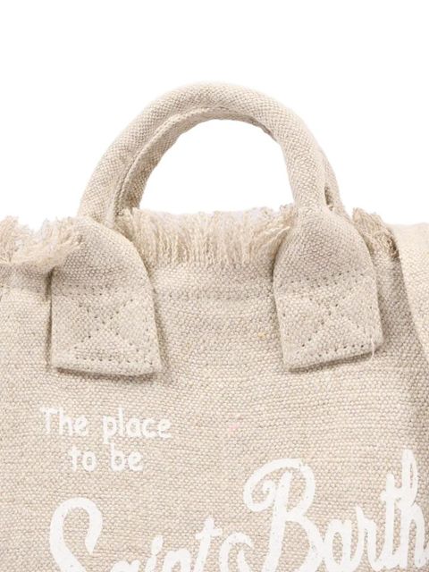MC2 Saint Barth fringed-detail logo-print tote bag - Neutrals