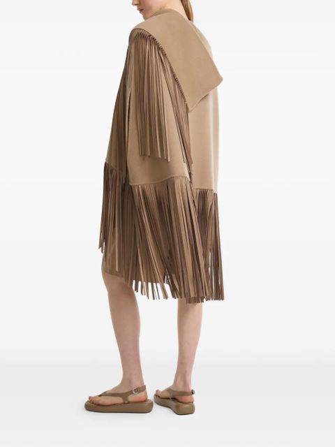 Yves Salomon asymmetrical fringed cape - Brown