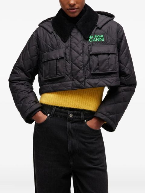 GANNI x Barbour quilted peplum coat - Black