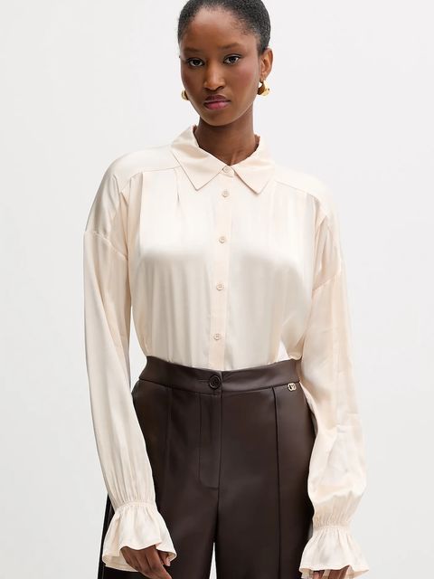 Silvian Heach koszula BOTHA damska kolor beżowy relaxed z kołnierzykiem klasycznym GPA25318CA - zdjęcie produktu nr 1