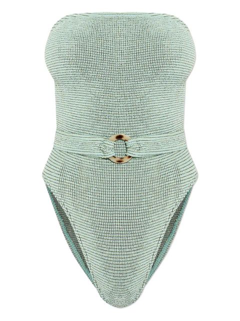 Bond-eye belted textured swimsuit - Green - zdjęcie produktu nr 1