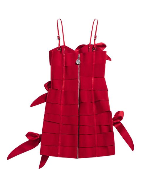 AREA bow bandage mini dress - Red