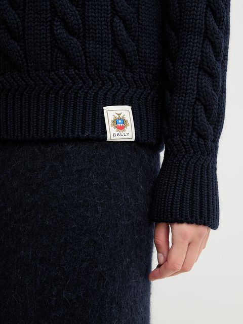 Bally sweter wełniany damski kolor granatowy ciepły WKN0BG