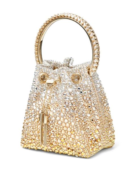 Jimmy Choo Bon Bon crystal-embellished bucket bag - Gold