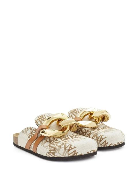 JW Anderson Chain logo grid mules - Neutrals