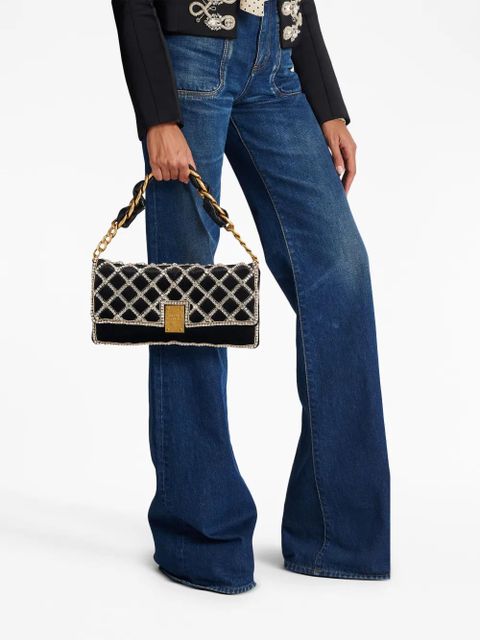 Balmain crystal-embellishment mini shoulder bag - Black - zdjęcie produktu nr 2