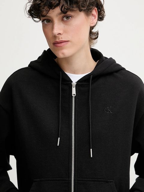 Calvin Klein Jeans bluza damska kolor czarny z kapturem gładka LV047B237G - zdjęcie produktu nr 2